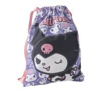 Saco Mochila Escolar Kuromi Hello Kitty Niña - Saquito Infantil Morado con Cierre de Cordón y Tirantes, 27 x 33 cm, 100% Poliéster, Licencia Oficial, Ideal para Cole y Actividades