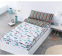 Saco nordico con Relleno AVIONCITOS para Cama 90 x 190/200 + 1 Funda de Almohada. Saco Unido a la Bajera con Cremallera. con Relleno nórdico.