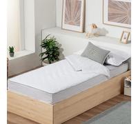Saco Nórdico Junior 128 Manterol | Saco Cama Infantil con Cremallera Doble Carro | Diseño Peces Divertido | Funda de Almohada Reversible | Cama 90 cm | C12 Fondo Blanco y Peces Gris