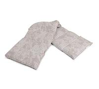 Saco térmico con semillas de lino compartimentado en 8, 75x20cm - shabby chic gris-beis - Almohada térmica para microondas - Calor y frío - Cojín térmico con semillas