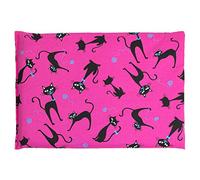 Saco térmico de semillas 30x20cm - gato negro fondo fucsia | Almohada térmica | Cojín de calor y frio | Cojín con pepitas de uva