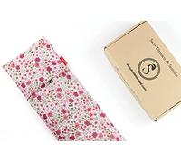 Saco Térmico de Semillas para microondas | Ayuda a Aliviar Dolores Musculares gracias al Calor Seco | Funda Lavable 100% Algodón Rosas (50 x 15 CM, Aroma Lavanda)