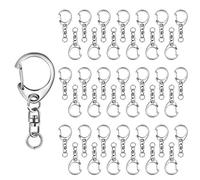 SACONELL 50 llaveros de metal plateado con gancho en D con anillo abierto de 8 mm y conector