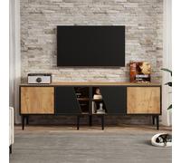 SACOOL 160 x 36,5 x 45 cm, mueble de TV para el salón con 4 compartimentos, con 7 patas de apoyo, armario de salón en moderno diseño minimalista, adecuado para televisores de 65 pulgadas, color madera