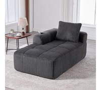 SACOOL Acogedor sillón reclinable de pana con cojín de respaldo, sin montaje, bolsa de almacenamiento lateral para mando a distancia y teléfono móvil, soporte integrado para bebidas, ordenado y