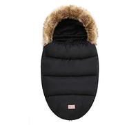 Sacos de Abrigo Universal Carritos Silla de Paseo Saco de invierno Térmica con Capucha Forro Polar Antideslizante Aire Libre Para Cochecito Sillas de Coche (Black)