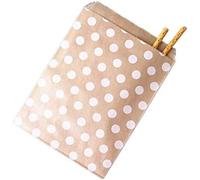 Sacos de regalo de cuerdas. 50 bolsas de regalo de papel kraft multicolor con diseños surtidos for recuerdos de fiesta, varios tamaños(Dot 13x18cm,50pcs)