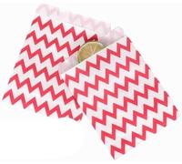 Sacos de regalo de cuerdas. 50 bolsas de regalo de papel kraft multicolor con diseños surtidos for recuerdos de fiesta, varios tamaños(Red Chevron13x18cm,100pcs)