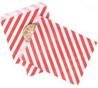 Sacos de regalo de cuerdas. 50 bolsas de regalo de papel kraft multicolor con diseños surtidos for recuerdos de fiesta, varios tamaños(Red Stripe 13x18cm,25pcs)