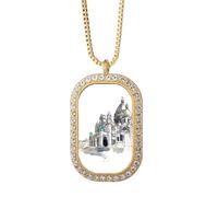 Sacre-Coeur in Paris Francia - Collar con colgante de diamantes de cristal dorado