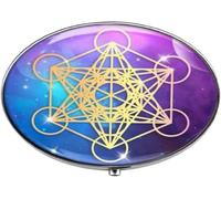 Sacred Geometry Metatrons Cube - Caja de fotos de cristal, pastillero de cristal, 40 unidades, color plateado
