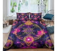 Sacred Geometry Style Funda de Edredón Microfibra Suave 3 Piezas Compuesto Estampado 3D Sacred Geometry Estilo Funda Edredon con Fundas de Almohada Lavables Suave for jóvenes Single（140x200cm）