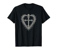 Sacred Heart of Jesus Catholic Icon Cross Church Faith Camiseta