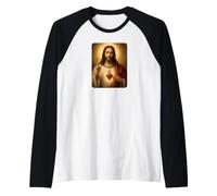 Sacred Heart of Jesus Design Camiseta Manga Raglan