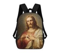 Sacred Heart of Jesus Painting Mochilas Impresas En 3D Para Niños 17inch Mochilas De Moda Informales Para El Día A Día, Bolsas De Viaje, Mochilas Informales Para Exteriores Para Niños Y Niñas