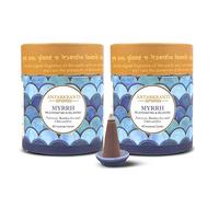 Sacred Life - Conos secos de mirra Dhoop | Paquete de 2 | Contiene: 80 conos de incienso | Tiempo de combustión de 35 minutos | Dhoop bajo en humo para Pooja | 100% orgánico y libre de carbón |