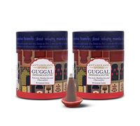 Sacred Life - Conos secos Dhoop GUGGAL | Paquete de 2 | Contiene: 80 conos de incienso | Tiempo de combustión de 35 minutos | Dhoop bajo en humo para Pooja | 100% orgánico y libre de carbón |