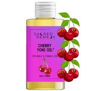 Sacred Remedy Cherry Yoni Oil Aceite de loción potente, hidratante y humectante. 100% Natural y Vegano. Reduce la fricción, el roce y la sequedad. Equilibra el nivel de PH y el aroma fresco con vitami