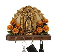 Sacred Wall Hanger - Christian Wooden Key for Entryway | Wood Rack with 4 Hooks, Holy Communion Art Design, Farmhouse Style Decor, Living Room, Bedroom, Kitchen, Christmas