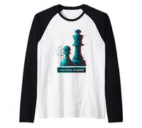 Sacrificio Aceptado Ajedrez Rey Peón Glitch Art Ajedrez Jugador Camiseta Manga Raglan