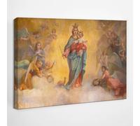 SacroArte 30x20cm pintura de la pared XXL impresión sobre lienzo Cuadros en Lienzo lienzo impreso religión Salon Dormitorio Baño - Virgen María Auxiliadora entre los ángeles