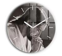 Sacroarte 60cm Reloj de Vidrio Funcionamiento silencioso Fe Biblia Reloj Reloj de Pared Manecillas de Reloj Blancas - Dibujando a Jesús orando