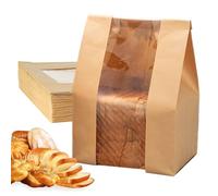 Sacs à avec fenêtre - 50 pièces emballage papier alimentaire | Sachets pour bonbons pâtisseries boulangeries cafés commerces - Présentation pratique, usage événementiel, stockage hygiénique
