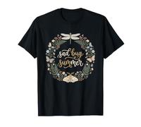Sad Bug Summer Vintage Insecto Botánico Corona Arte Camiseta