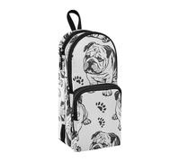 Sad Bulldog - Estuche para lápices, gran capacidad, con compartimento, para estudiantes, escuela, oficina, trabajo, Sad Bulldog, Talla única, Maletín