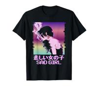 Sad Girl Japonés Vaporwave Alt Indie Aesthetic Anime Girl Camiseta
