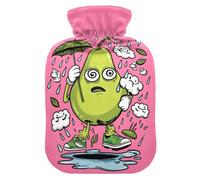 Sad Pear - Paraguas de lluvia de dibujos animados para agua caliente con cubierta suave, bolsa de agua de 2 L para calentador de abdomen