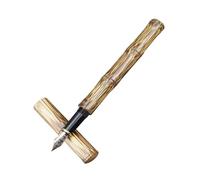 Saddgo Pluma estilográfica de bambú de 0,5 mm con absorción de tinta rellena de pistón, escritura consistente para niños y adultos, caligrafía, práctica de escritura