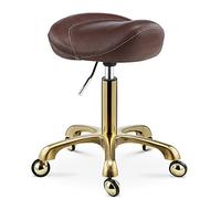 Saddle Stool on Wheels Swivel,Height Adjustable Swivel Stools,High Density Rebound Sponge,Carrying 220 Pounds,For Beauty Salon Kitchen Spa Hairdressing Manicu, LJJY-KK, Brown