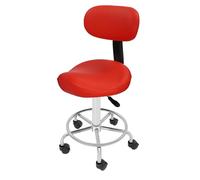 Saddle Taburete con respaldo, taburete elevador para oficina, spa, taburete ajustable con ruedas, silla de oficina giratoria, altura ajustable, silla giratoria de 360°, color rojo
