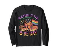 Saddle Up and Be Gay Rainbow Western LGBTQ+ Pride Manga Larga