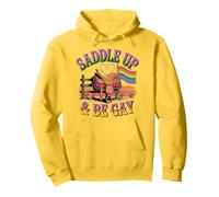 Saddle Up and Be Gay Rainbow Western LGBTQ+ Pride Sudadera con Capucha