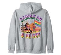 Saddle Up and Be Gay Rainbow Western LGBTQ+ Pride Sudadera con Capucha