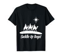 Saddle Up Boys Nacimiento de Jesús Tres Wisemen Cowboy Theme Camiseta