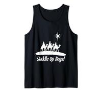 Saddle Up Boys Nacimiento de Jesús Tres Wisemen Cowboy Theme Camiseta sin Mangas