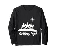 Saddle Up Boys Nacimiento de Jesús Tres Wisemen Cowboy Theme Manga Larga