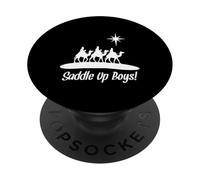 Saddle Up Boys Nacimiento de Jesús Tres Wisemen Cowboy Theme PopSockets PopGrip Adhesivo