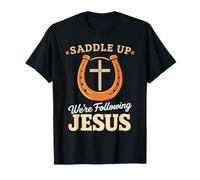 Saddle Up Estaban siguiendo a Jesús Fe Biblia Escritura Dios Camiseta