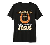 Saddle Up Estaban siguiendo a Jesús Fe Biblia Escritura Dios Camiseta Premium