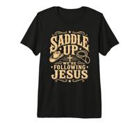 Saddle Up Estaban siguiendo a Jesús Fe Biblia Escritura Dios Camiseta Premium