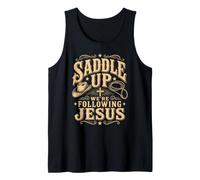 Saddle Up Estaban siguiendo a Jesús Fe Biblia Escritura Dios Camiseta sin Mangas