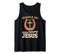 Saddle Up Estaban siguiendo a Jesús Fe Biblia Escritura Dios Camiseta sin Mangas