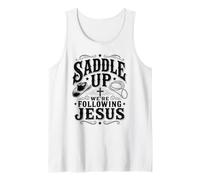 Saddle Up Estaban siguiendo a Jesús Fe Biblia Escritura Dios Camiseta sin Mangas