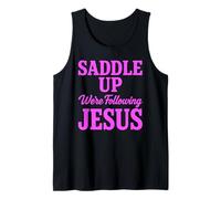 Saddle Up Estaban siguiendo a Jesús Fe Escritura Cristiana Dios Camiseta sin Mangas