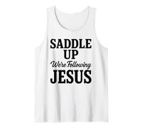 Saddle Up Estaban siguiendo a Jesús Fe Escritura Cristiana Dios Camiseta sin Mangas