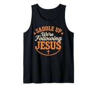 Saddle Up Estaban siguiendo a Jesús Fe Escritura Cristiana Dios Camiseta sin Mangas